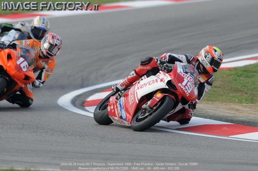 2009-09-26 Imola 0017 Rivazza - Superstock 1000 - Free Practice - Xavier Simeon - Ducati 1098R